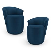 Kit 02 Poltronas Orgânicas Living Mavi Fixa Veludo Azul Marinho - Desk Design