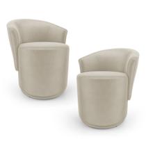 Kit 02 Poltronas Orgânicas Living Mavi Fixa Veludo Bege Claro - Abmaza