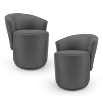 Kit 02 Poltronas Orgânicas Living Mavi Fixa Veludo Cinza Escuro - Desk Design Kit 02 Poltronas Orgânicas Living Mavi Fixa Veludo Cinza Escuro - Desk Design