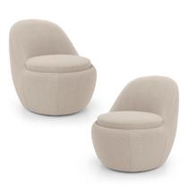 Kit 02 Poltronas Orgânicas Living Memphis Fixa Bouclê Bege - Desk Design