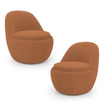 Kit 02 Poltronas Orgânicas Living Memphis Fixa Bouclê Terracota - Desk Design