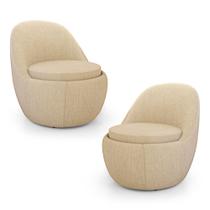 Kit 02 Poltronas Orgânicas Living Memphis Fixa Linho Bege - Abmaza Kit 02 Poltronas Orgânicas Living Memphis Fixa Linho Bege - Abmaza