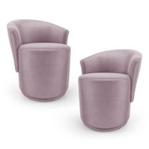 Kit 02 Poltronas Orgânicas Mavi Fixas Veludo Confortáveis Rosé Abmaza