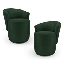 Kit 02 Poltronas Orgânicas Mavi Fixas Veludo Conforto Verde Abmaza