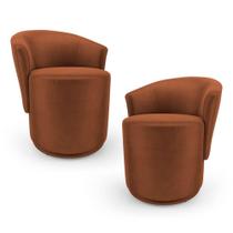 Kit 02 Poltronas Orgânicas Mavi Fixas Veludo Terracota Abmaza