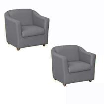 Kit 02 Poltronas Para Decoração Recepção Clinica Consultório Sala de Espera Bia - Jm interiores Cor: Suede Cinza