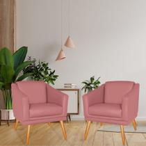 Kit 02 Poltronas Para Recepção Sala Estar Rosa Visammer