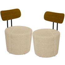 Kit 02 Poltronas Para Sala De Estar Base Fixa Luara M03 Bege
