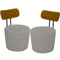 Kit 02 Poltronas Para Sala De Estar Decorativa Base Fixa Luara M03 Linho Cinza - Lyam Decor