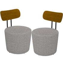 Kit 02 Poltronas Para Sala De Estar Decorativa Base Fixa Luara M03 Linho Cinza - Lyam Decor Kit 02 Poltronas Para Sala De Estar Decorativa Base Fixa Luara M03 Linho Cinza - Lyam Decor
