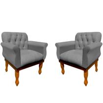Kit 02 Poltronas Para Sala de Estar Decorativa Cadeira Estofada Capitonê Quarto Recepção Escritório