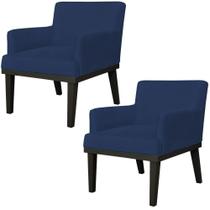 Kit 02 Poltronas Para Sala de Estar e Recepção Beatriz W01 Suede Azul Marinho - Lyam Decor Kit 02 Poltronas Para Sala de Estar e Recepção Beatriz W01 Suede Azul Marinho - Lyam Decor