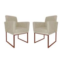 Kit 02 Poltronas Para Sala de Estar Klara Base Ferro Bronze Suede - Estopar