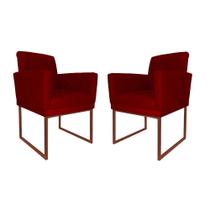 Kit 02 Poltronas Para Sala de Estar Klara Base Ferro Bronze Suede - Estopar