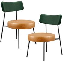 Kit 02 Poltronas Para Sala De Estar Londres L02 Facto Verde Musgo material sintético Whisky - Lyam Decor