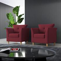 Kit 02 Poltronas Para Sala Decorativas Isis Suede Marsala Visan Estofados