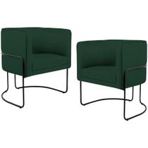 Kit 02 Poltronas Preto Betina D02 Verde Musgo C-117 Kit 02 Poltronas Preto Betina D02 Verde Musgo C-117