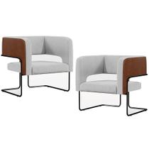 Kit 02 Poltronas Preto Marrom B-38 Linho Cinza D-315 Kit 02 Poltronas Preto Marrom B-38 Linho Cinza D-315