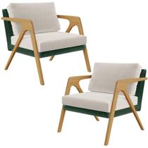 Kit 02 Poltronas Sala L02 Facto Verde Musgo Linho Cru Kit 02 Poltronas Sala L02 Facto Verde Musgo Linho Cru