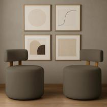Kit 02 Poltronas Sala Orgânica Almyra - Tecido Boucle