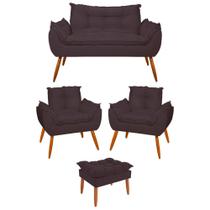 Kit 02 Poltronas + Sofá 2 lugares com Puff Opala Balaqui