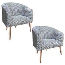 Kit 02 Poltronas Stella Linho A72 Com material sintético Pés Palito Natural D'rossi Grafite