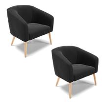 Kit 02 Poltronas Stella Preto Natural
