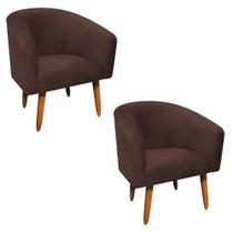 Kit 02 Poltronas Stella Suede Marrom Pés Palito Castanho Kit 02 Poltronas Stella Suede Marrom Pés Palito Castanho