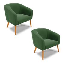 Kit 02 Poltronas Stella Suede Pés Palito Castanho - D'rossi Cor Verde