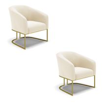 Kit 02 Poltronas Stella Veludo Base Metálica Industrial Dourado - D'Rossi