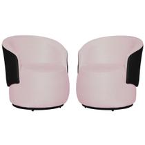 Kit 02 Poltronas Tecido Suede Mesclado em material sintético Preto Beatriz- Estopar