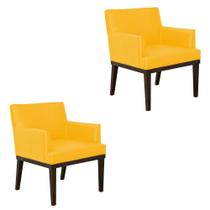 Kit 02 Poltronas Vitória Sala e Recepção Napa Amarelo - DS Estofados Kit 02 Poltronas Vitória Sala e Recepção Napa Amarelo - DS Estofados