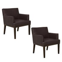 Kit 02 Poltronas Vitória Sala e Recepção Napa Marrom - DS Estofados