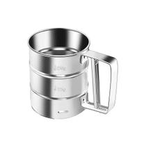 Kit 02 Polvilhadores Peneira Caneca Com Gatilho Manual Aço Inox