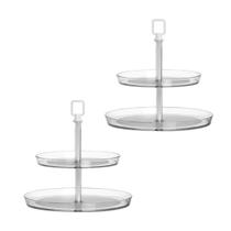 Kit 02 Porta Doces Baleiro Duplo 2 Andares Acrílico Cristal