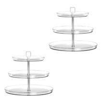 Kit 02 Porta Doces Baleiro Triplo 3 Andares Acrílico Cristal