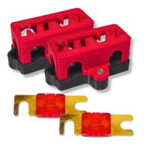 Kit 02 Porta Fusível Mini Faca Midi + 2 Fusíveis 50 Amperes