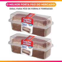 Kit 02 Porta Pães de Forma Retangular De Plástico Com Tampa Kit 02 Porta Pães de Forma Retangular De Plástico Com Tampa