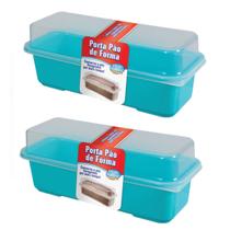 Kit 02 Porta Pães de Forma Retangular De Plástico Com Tampa