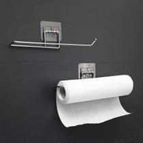 KIT 02 Porta Papel Toalha Alumínio Filme Suporte Parede De Cozinhas e Banheiros Casa Decoração Alumínio Filme Sem Furos Para Cozinha KIT 02 Porta Papel Toalha Alumínio Filme Suporte Parede De Cozinhas e Banheiros Casa Decoração Alumínio Filme Sem Furos Para Cozinha