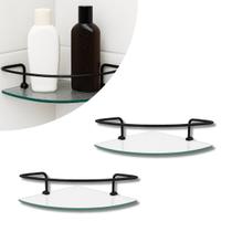 Kit 02 Porta Shampoo de Vidro Incolor e Haste Preta para Banheiro Fixação 100% Metal Resistente Kit 02 Porta Shampoo de Vidro Incolor e Haste Preta para Banheiro Fixação 100% Metal Resistente