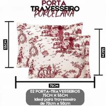 Kit 02 PortaTravesseiros Estampados Porcelana Algodão para Travesseiro Kit 02 PortaTravesseiros Estampados Porcelana Algodão para Travesseiro