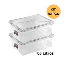 Kit 02 Potes 05 Litros com Tampa Multiuso Freezer Geladeira Restaurante Artesanato Escritório Kit 02 Potes 05 Litros com Tampa Multiuso Freezer Geladeira Restaurante Artesanato Escritório