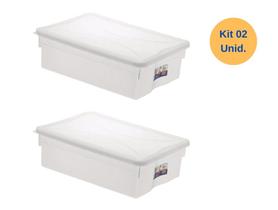 Kit 02 Potes Caixas Organizadoras Grande 11 Lts C/ Tampa para Espetos Frios Salgados Frigorífica