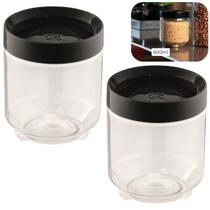 Kit 02 Potes Organizador Conecta 600ml Preto com Tampa Empilhável UZ