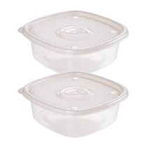 Kit 02 Potes Plástico 1 Litro Plasútil Geladeira Frutas Micro-ondas Fitness Cozinha Freezer Marmita