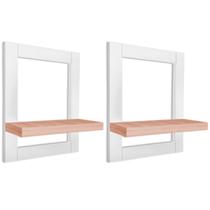 Kit 02 Prateleiras de Parede Nicho Quadro Decorativo Évora em MDF - Branca e Jade