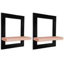 Kit 02 Prateleiras de Parede Nicho Quadro Decorativo Évora em MDF - Preta e Jade Kit 02 Prateleiras de Parede Nicho Quadro Decorativo Évora em MDF - Preta e Jade