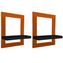 Kit 02 Prateleiras Quadro Nicho de Parede Decorativo Sintra em Aço e MDP - Cobre e Preta