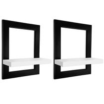 Kit 02 Prateleiras Quadro Nicho de Parede Decorativo Sintra em Aço e MDP - Preta e Branca